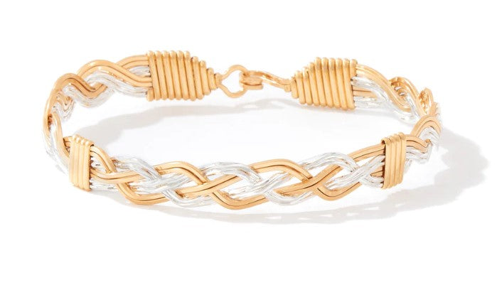 Woven Together Bracelet- 14K Gold Artist Wire and Sterling Silver- 7.00