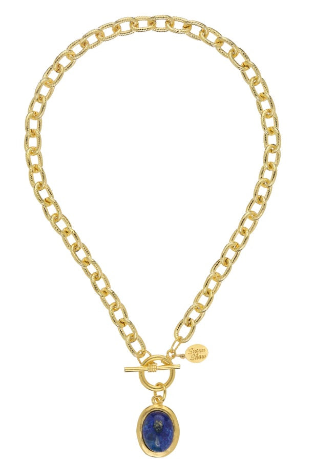 Caroline Toggle Necklace Blue Lapis - 16 inches