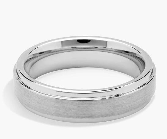 6MM Flat Brushed Tungsten Band With Polished Drop Edge Size 9