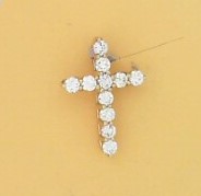 Ladies 14 Karat Yellow Gold Diamond Cross Necklace With = 0.62Tw Round G/H SI2 Diamonds With 18