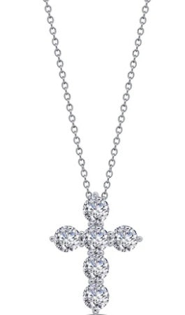 Sterling Silver Rhodium Plated Paper Clip Necklace with 1.02 CTW Lassaire Stones 20