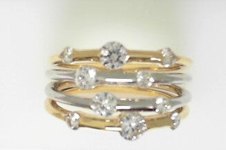 Ladies 14 Karat Yellow Two Tone Gold Diamond Band With 0.93Tw Round G/H Si2 Diamonds Size7