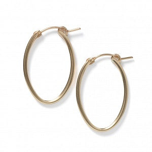 Gold Filled Oval Hoop Earrings with Square Tubing 24mm