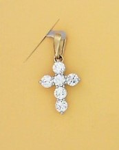 Ladies 14 Karat Yellow Gold Diamond Cross Necklace With = 0.75Tw Round G/H SI2 Diamonds With 18