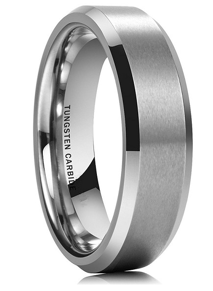 7MM Domed Polished Tungsten Band With Drop Edge Size 13