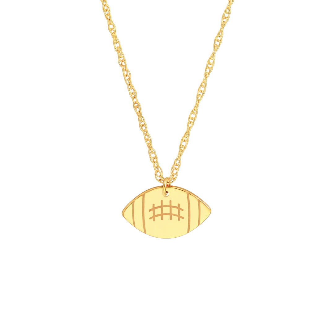 Ladies 14 Karat Yellow Gold Mini Football  Necklace 18