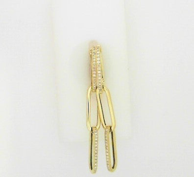 Ladies 14 Karat Yellow Gold Paper Clip Earrings With 0.17Tw Round H/I Si2 Diamonds