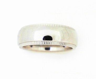 7MM Cobalt Polished Band With Miligrain Edging Size 8.5