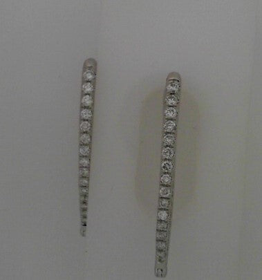 Lady's Diamond Inside Outside Hoop Earrings 14 Karat White Gold With 0.83Tw Round H/I Si2 Diamonds