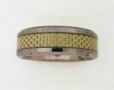 8MM Flat Polished Tungsten Band With Beveled Edge & Checkerboard Inlay Size 12.5