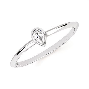 Ladies Sterling Silver Pear Shape Promise Ring With 0.10Tw Pear H/I I1 Diamonds