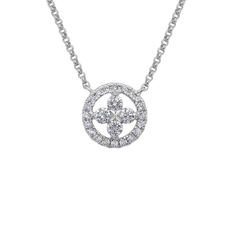 Ladies 14 Karat White Gold Necklace With 0.23Tw Round H Si2 Diamonds with a 16 -17- 18
