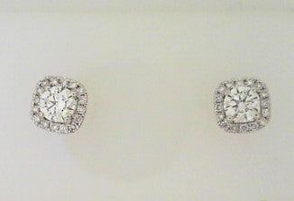 Ladies 14 Karat White Gold Diamond Halo Earrings 0.66tw Round H/I SI2 Diamonds