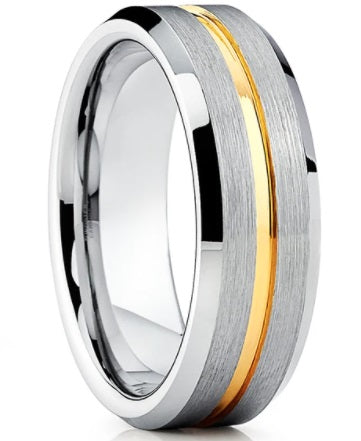 Silver Gold Tunston Carbide Ring