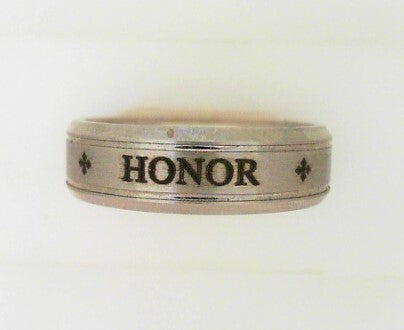 7MM Cobalt Brushed Center with Honor and Crosses Polished Grooved Band Size 11.5