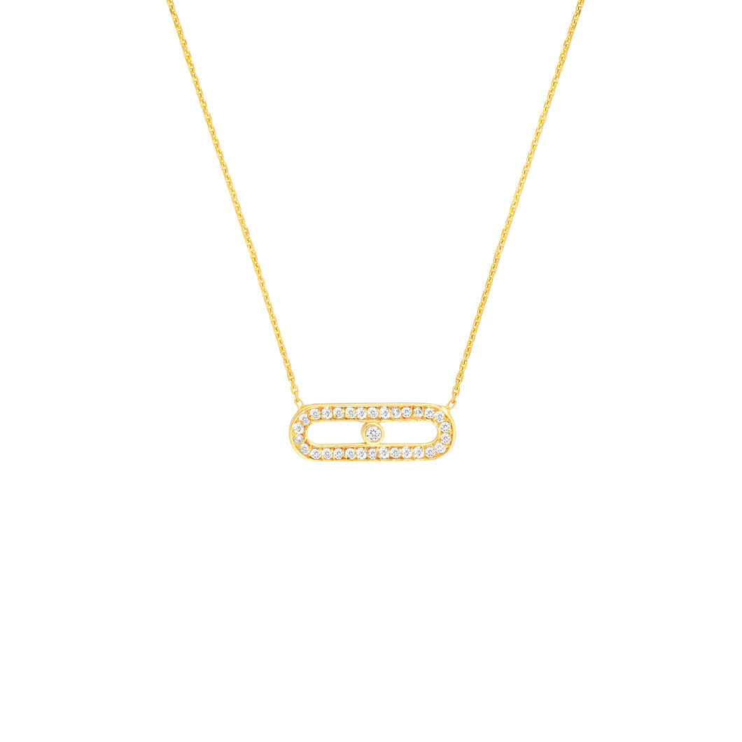 Ladies 14 Karat Yellow Gold Paper Clip Bezel set Necklace  With 0.17Tw Round H/I Si2 Diamonds 18
