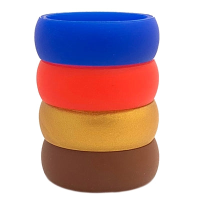 Men's Navy Silicone Combo Pack - Blue, Red, Gold, Brown - Size 9