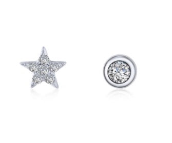 Sterling Silver Rhodium Plated Starfall Stud Earrings 0.10 TW with Lassaire Stones