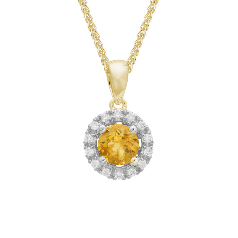 Ladies 14 Karat Yellow Gold Necklace  With Fresh Water Pearl 7MM And 0.01Tw Round H/I Si2 Diamonds with 16